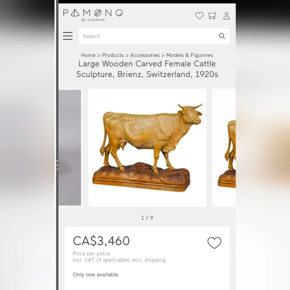 Large Vtg Carved Wooden Bull Figurine | Mid-Century Modern Wood Cow Statue - Picture 11 of 12